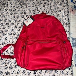 Tumi Meggie Voyageur Red Backpack Nylon Bag Travel Silver NEW